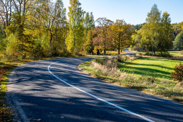 istock empty gravel road in autumn 1138003440