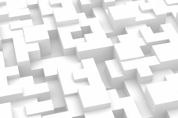 istock 3D Abstract white geometric shapes, logic game 1138004966