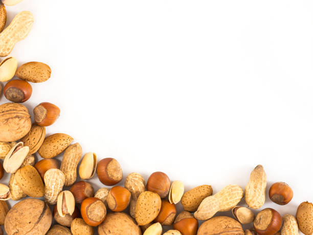 istock Background of mixed nuts with copy space 1138005786