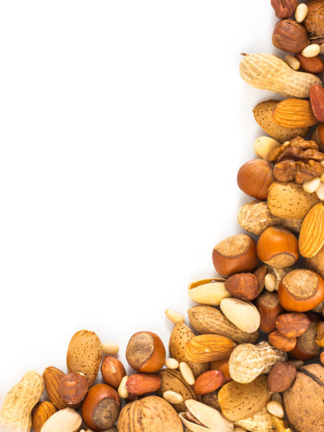 istock Background of mixed nuts with copy space 1138005839