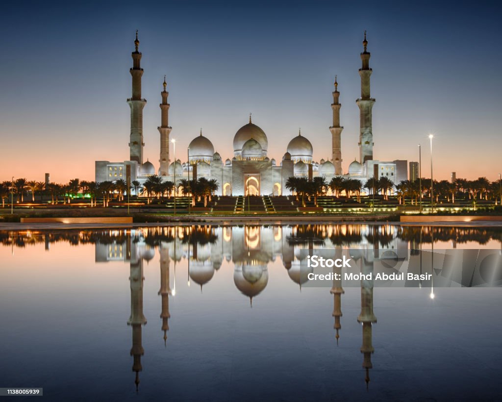 Sheikh Zayed Grand Mosque Images of Sheikh Zayed Grand Mosque during different times of the day Abu Dhabi Stock Photo