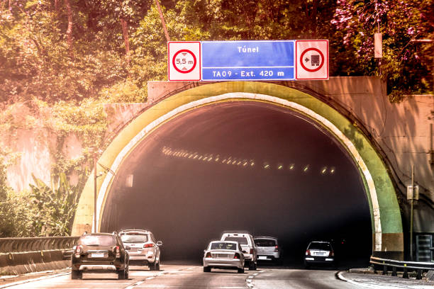 Tunnel-Rodovia Anchieta, Serra do Mar-Cubatão, São Paulo, SP-Brazil. Panoramic view of The Anchieta Highway, Serra do Mar - Cubatão, São Paulo, SP - Brazil. cubatão stock pictures, royalty-free photos & images