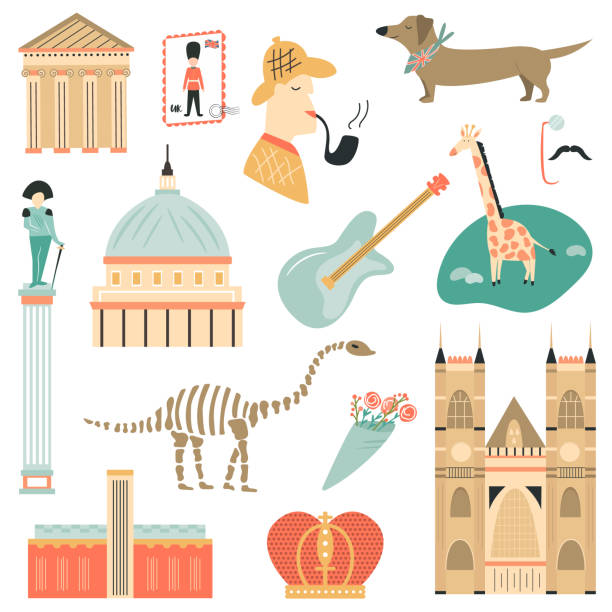 Big set of London symbols, icons, characters and attractions Big set of London symbols, icons, characters and attractions sherlock holmes icon stock illustrations