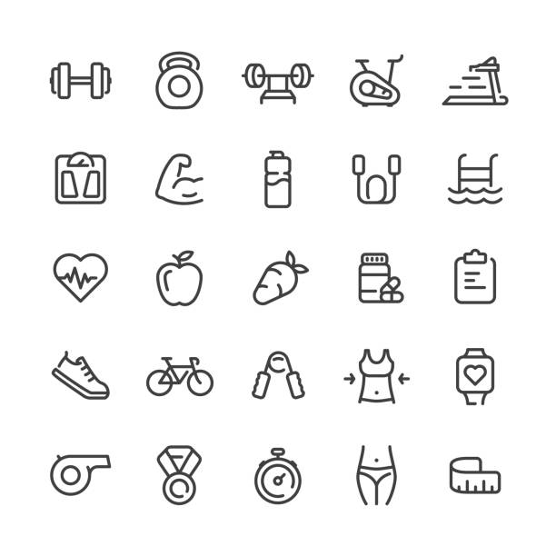 sport und fitness-icons setzen - symbol vegetable food computer icon stock-grafiken, -clipart, -cartoons und -symbole