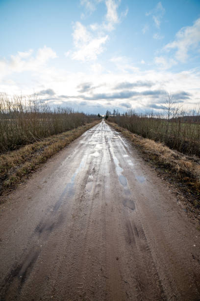 istock empty gravel road in autumn 1138009198