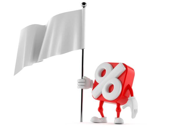 istock Percentage character holding white flag 1138011539
