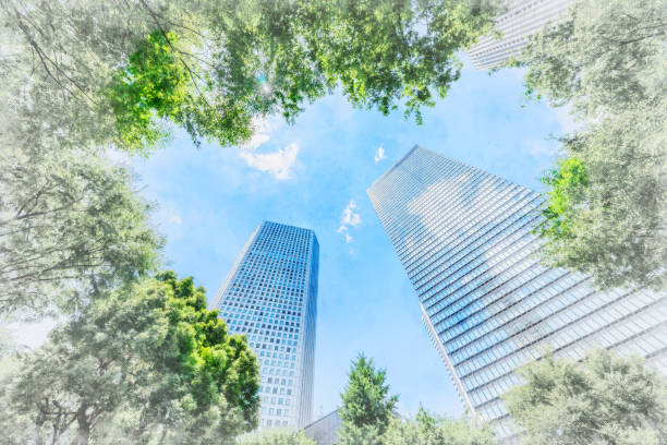 istock looking up view of city skyline with sketch effect 1138012277