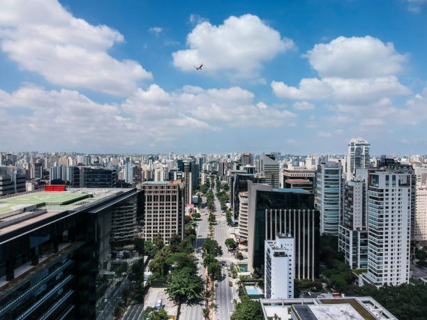 Aerial view of Faria Lima avenue, modern architecture in Sao Paulo stock photo