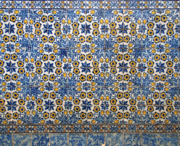 istock traditional blue and yellow Portuguese floral pattern glazed ceramic tires with repeating design in funchal madeira 1138015587