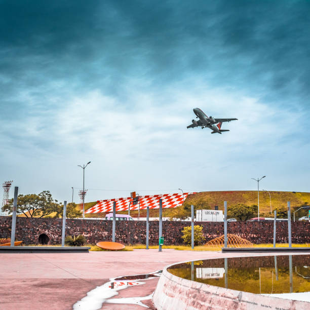 Square Memorial July 17 - Congonhas-Sao Paulo Airport (CGH / SBSP), Brazil. Sao Paulo, SP, Brazil - February 26, 2019 - Square view public - Memorial July 17 - The square is nearby the head of Runway 17R from Congonhas-Sao Paulo Airport - The memorial was the site of the crash of the Airbus A320 registration PR-MBK operated by TAM to try to land at Congonhas by the rainy night of July 17, 2007 killing all occupants and bumping into the very building of the operating company TAM Cargo. congonhas airport stock pictures, royalty-free photos & images