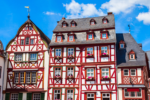 Traditional houses at the marketplace in Bernkastel Kues on the Moselle, Germany