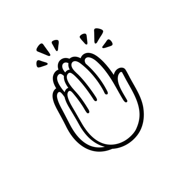 Clapping hands icon Clapping hands emoji symbol, applause icon. Simple black and white vector illustration. praise and worship stock illustrations
