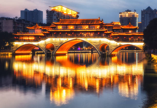 istock Anshun Bridge at night in Chengdu, China 1138020975