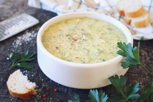 istock Italian cuisine. Stracciatella soup: parsley, eggs, cheese 1138021108