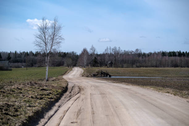 istock empty gravel road in autumn 1138021497