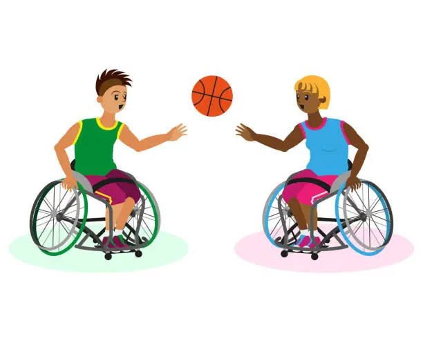 Vector illustration of Wheelchair basketball - Inclusive Sports - Serie