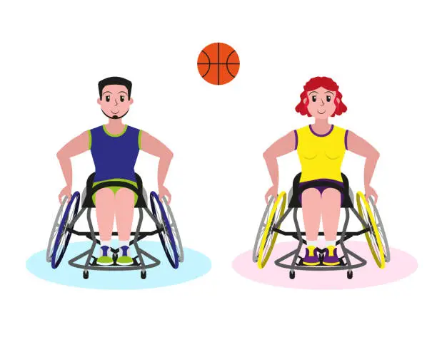 Vector illustration of Wheelchair basketball - Inclusive Sports - Serie