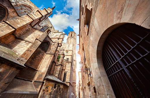 Gothic Quarter in Barcelona. Catalonia, Spain. Medieval