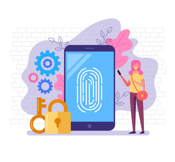 illustrazioni stock, clip art, cartoni animati e icone di tendenza di fingerprint identity sensor banner banner home page sito web moderno concetto di illustrazione tecnologica. illustrazione grafica di un cartone animato piatto vettoriale - fingerprint lock order accessibility