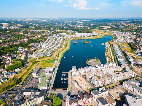 Phoenix See lake is an artificial lake on the former steelworks Phoenix East in Dortmund district Horde