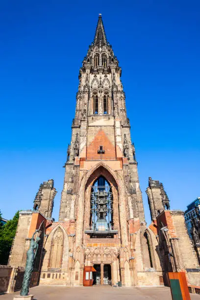 The Gothic Revival Church of St. Nicholas is a lutheran main church in Hamburg, Germany