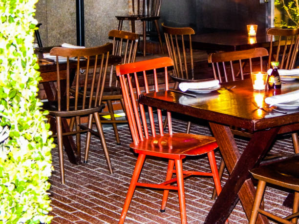 istock Tables and chairs of a restaurant 1138035139