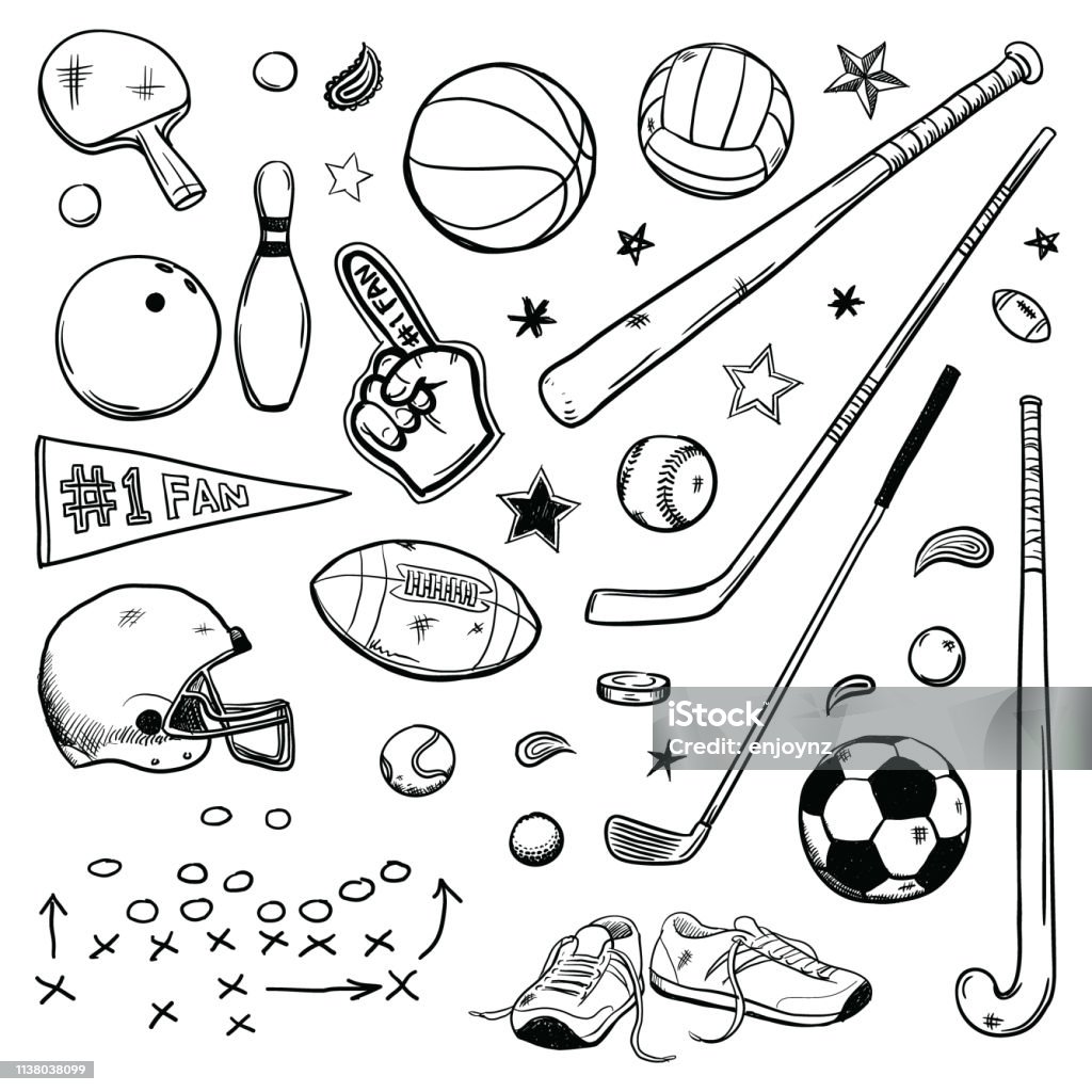 Sports doodles - Royalty-free Desporto arte vetorial
