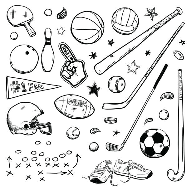 ilustrações de stock, clip art, desenhos animados e ícones de sports doodles - soccer ball illustrations