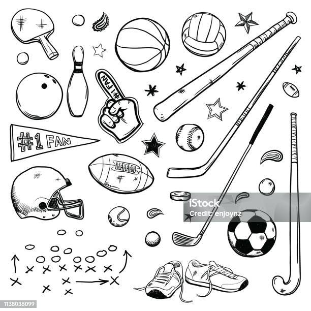 Sports Doodles Stock Illustration - Download Image Now - Sport, Illustration, Soccer