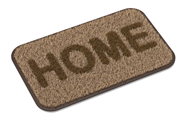 istock Brown coir doormat with text HOME 3D 1138045784