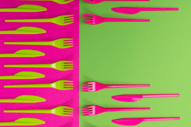 istock Colorful set of plastic table ware isolated on background 1138048817