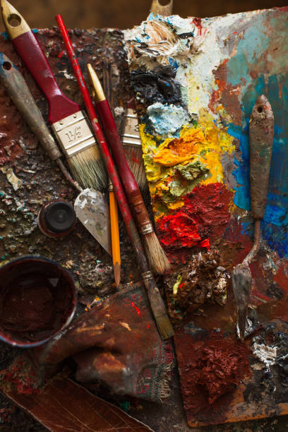 istock art paints, palette, brushes pencil 1138049120