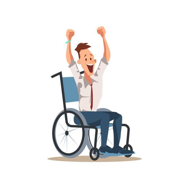 glücklicher mann mit handarbeit - office chair cheering ecstatic success stock-grafiken, -clipart, -cartoons und -symbole