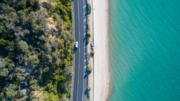 Anthony's Nose, Dromana Aerial Summer time aerial photograph captured at Anthony's Nose in Dromana, Victoria. mornington peninsula photos stock pictures, royalty-free photos & images