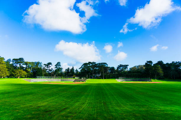 istock Baseball field and beautiful blue sky 1138055396