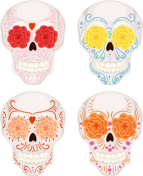 istock Cartoon Mexican sugar skull illustration for Day of the Dead 1138057836