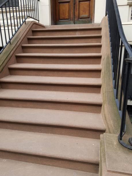 Brownstone steps of apartment building