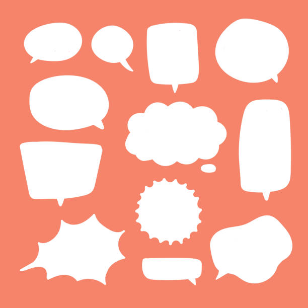 Blank white speech bubbles. Thinking balloon talks bubbling chat comment cloud comic retro shouting voice shapes. Blank white speech bubbles. Thinking balloon talks bubbling chat comment cloud comic retro shouting voice shapes. speech bubble illustrations stock illustrations