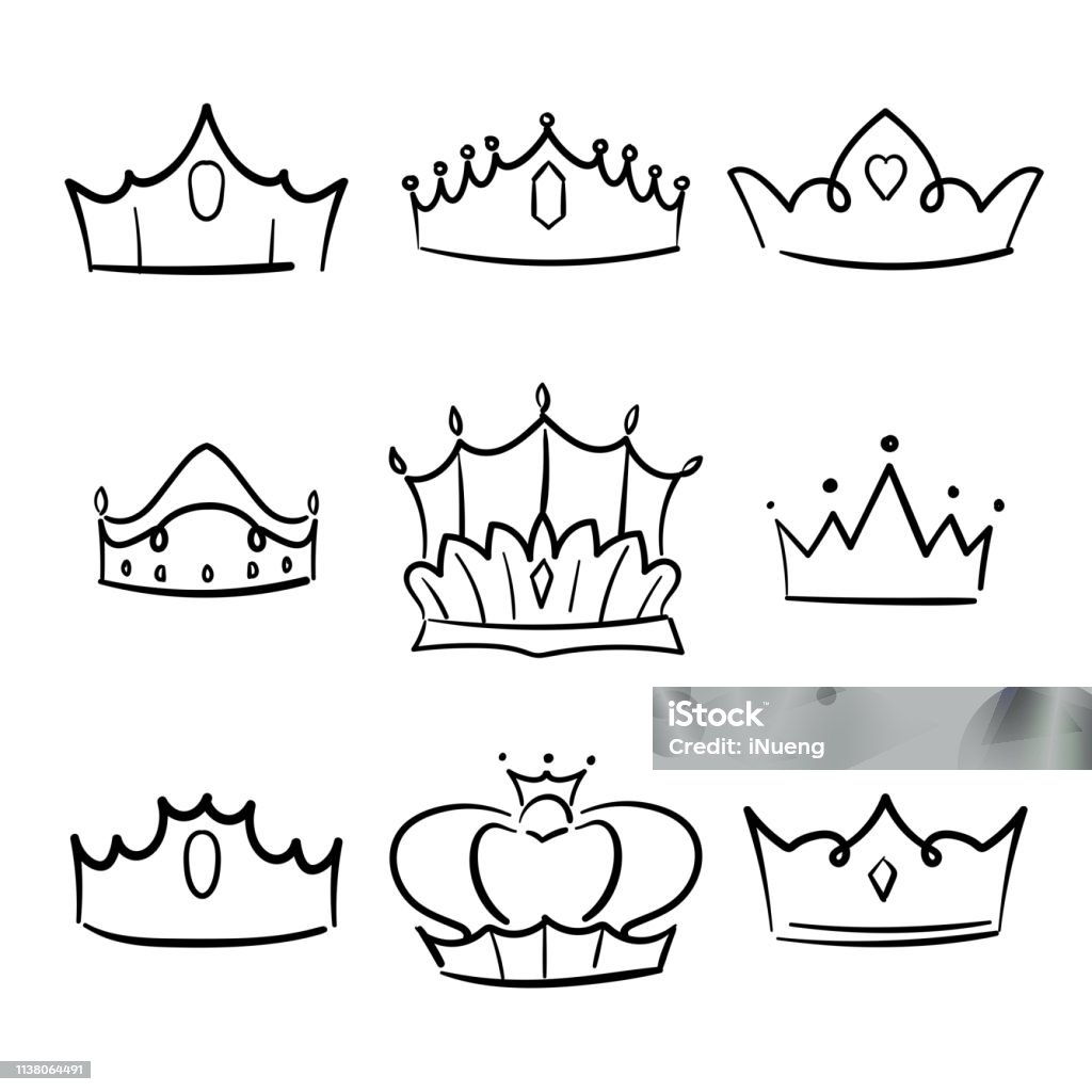 Collezione di corone di regina con disegno piatto
