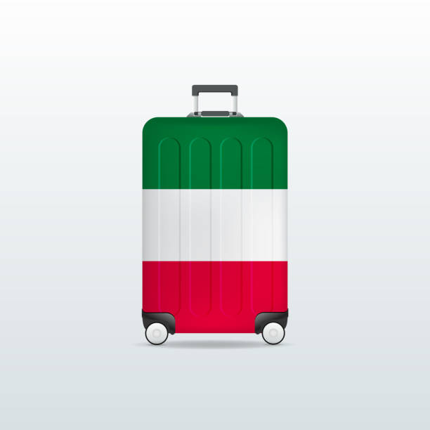 ilustrações de stock, clip art, desenhos animados e ícones de travel luggage bag with italy flag. realistic suitcase. - suitcase flag national flag isolated on white