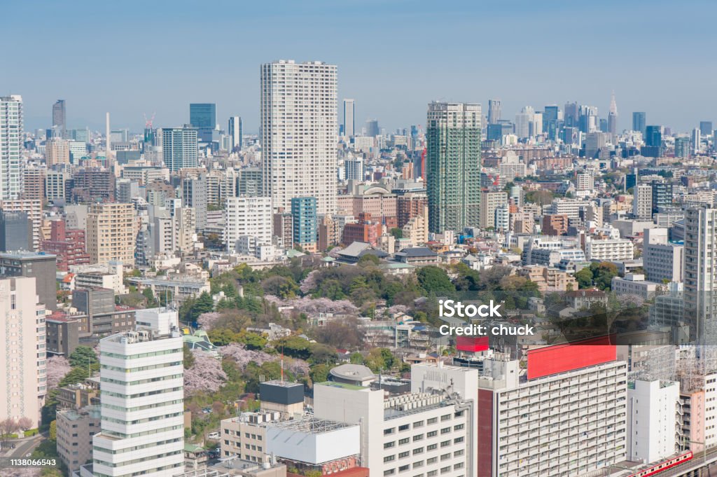 Fotografía aérea, paisaje urbano con vistas a Tokio, Japón - Foto de stock de Aire libre libre de derechos