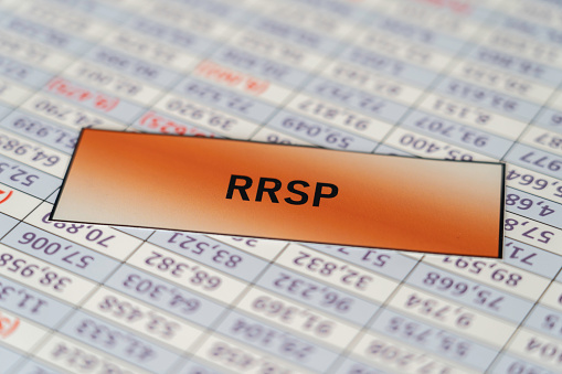 RRSP sticker Sign placed on spreadsheet report