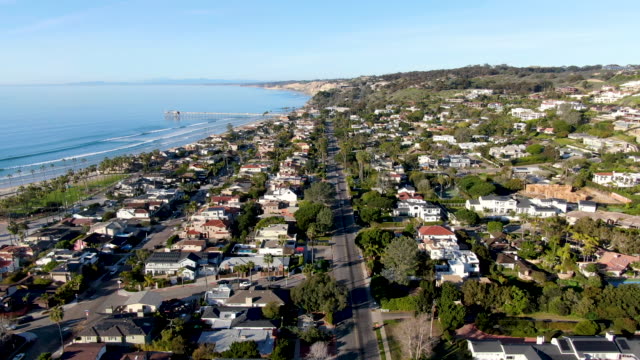 Aerial view of La Jolla little coastline city. California, USA