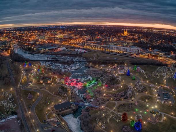 istock Christmas Light Display at Falls Park in Sioux Falls, South Dakota 1138078099