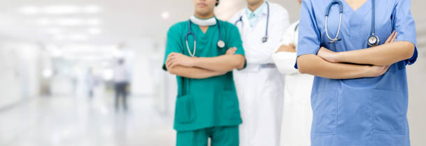 medical team staff - general practitioner doctor, surgical doctor and nurse standing in hospital office. healthcare business and doctor service. - healthcare and medicine nurse doctor general practitioner imagens e fotografias de stock