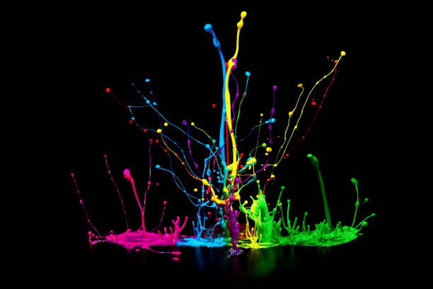 Colorful abstract paint splashing on audio speaker isolated on black background Colorful abstract paint splashing on audio speaker isolated on black background dab dance photos stock pictures, royalty-free photos & images