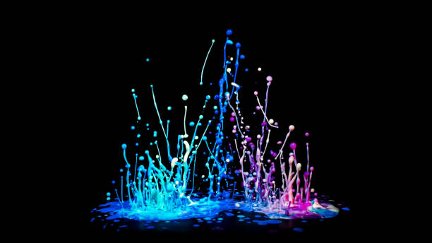 Blue and pinkl abstract paint splashing on audio speaker isolated on black background Blue and pink abstract paint splashing on audio speaker isolated on black background dab dance photos stock pictures, royalty-free photos & images