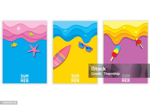 Summerbackgroundset Stock Illustration - Download Image Now - Summer, Backgrounds, Beach