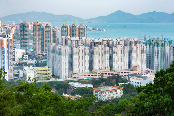 Distrito residencial en la ciudad de Hong Kong - foto de stock