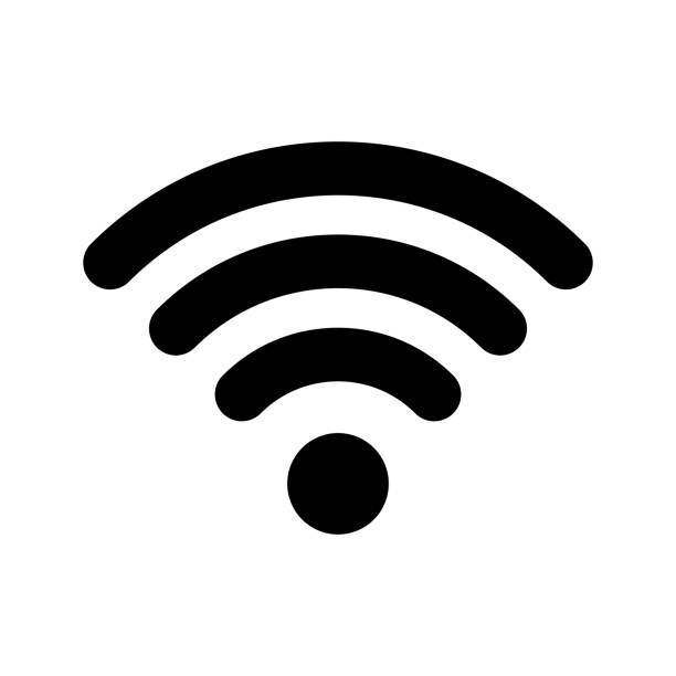 wi-fi-internet-ikone. vector wi-fi-wlan-zugang, drahtloses wlan-hotspot-zeichen - emblem stock-grafiken, -clipart, -cartoons und -symbole